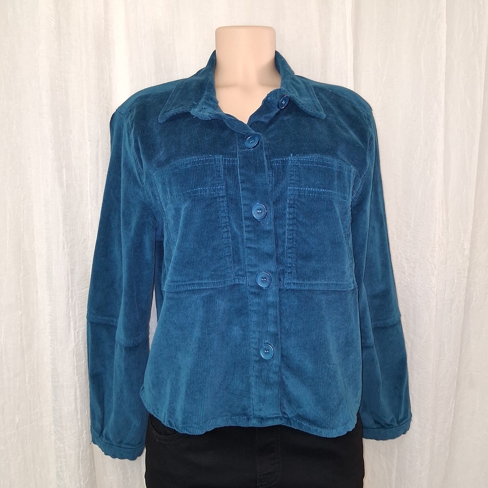 Velvet Heart Women Size L Blue Corduroy Shirt